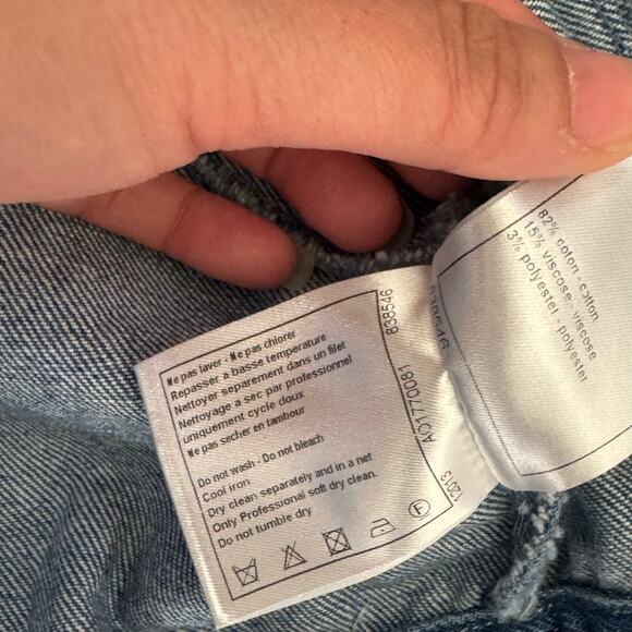 Cropped Ruffle Sleeve Denim Jacket Made Italy Parisian Couture Chic 36 - Picture 10 of 13